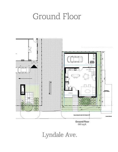 A floor plan of a ground floor apartment at Lyndale Ave.